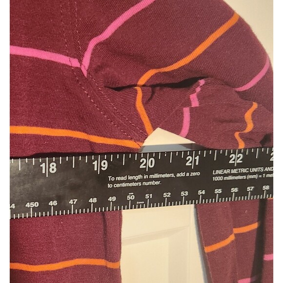 a new day T Shirt Striped Long Sleeve Burgundy Basic Womens Size Medium - Picture 4 of 5